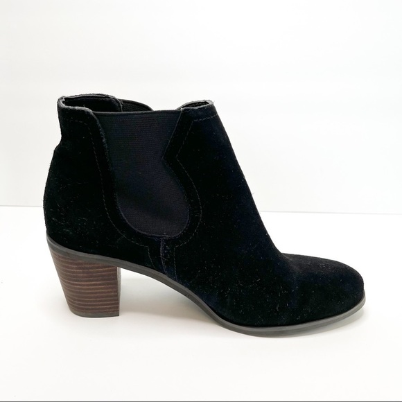LUCKY BRAND Parsia black suede leather Heeled Pull On Ankle boots Size 8 - Picture 5 of 11